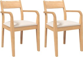 vidaXL 2 db természetes tömörfa gumiból készült étkezőszékek párnákkal
