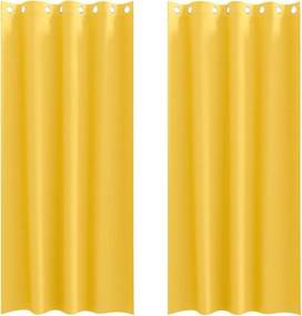 vidaXL Fekete Függöny Gyűrűkkel 2 pcs Mustár sárga 225 x 140 cm