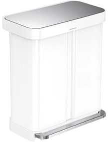 Simplehuman Pedálový odpadkový koš na tříděnéodpad 58 l, bílá