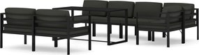 vidaXL 8 részes antracitszürke alumínium kerti ülőgarnitúra párnákkal