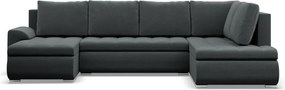 Tokio U sarokkanapé, 3 ágyneműtartóval, bársony, jobboldali, szürke