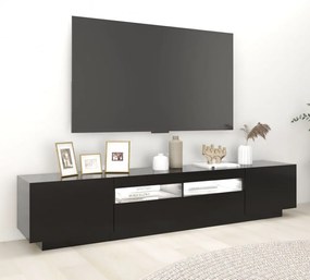fekete TV-szekrény LED-lámpákkal 200 x 35 x 40 cm