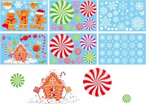 Ecarla Színes karácsonyi ablakmatricák, 6 ív, 20 x 30 cm, NKD14