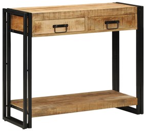 Konzolasztal 90x33x75 cm Tömör durva mangófából