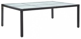 fekete polyrattan kültéri étkezőasztal 200 x 150 x 74 cm