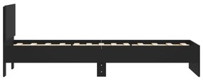 fekete szerelt fa ágykeret fejtámlával 90 x 200 cm