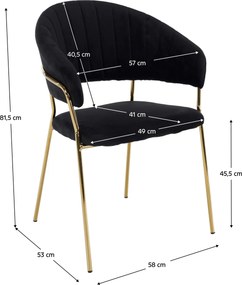 Design étkezőszék, fekete Velvet szövet/gold króm arany, DASMIN TYP 1