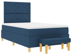 Box Spring ágy matrac &amp; pad Kék 120x200 cm Szövet