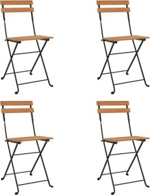 vidaXL 4 db tömör tíkfa és acél összecsukható bisztrószék