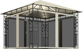 vidaXL krémszínű pavilon szúnyoghálóval/LED fényfüzérrel 3x3x2,73 m