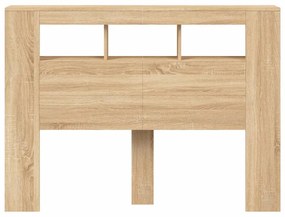 sonoma tölgy színű szerelt fa LED-es fejtámla 140x18,5x103,5 cm