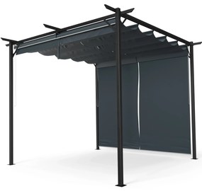 Pantheon Robust Pergola, 3x3 m időjárásálló porszórt acél oldalsó redőnyökkel