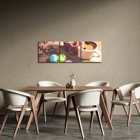 Kávé és a macaroon képe (órával) (90x30 cm)