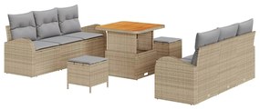 vidaXL Kerti Kanapé Szett párnával 9 pcs Beige és Világosszürke