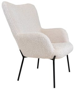 Glasgow fotel, mesterséges báránybőr, fehér fekete lábakkal