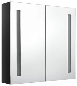 fényes fekete LED-es tükrös fürdőszobaszekrény 62 x 14 x 60 cm