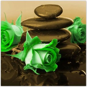 Poszterek 30x30 Zöld rózsák bronzban