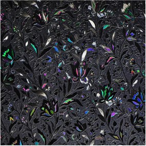 Ablakfólia átlátszatlan öntapadós virág mintás 3D 75x200cm fekete