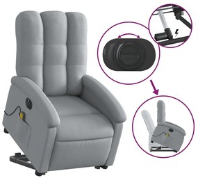 vidaXL világosszürke szövet dönthető elektromos álló masszázsfotel