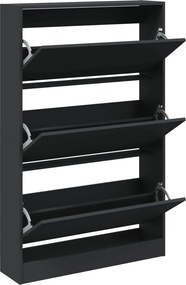vidaXL fekete szerelt fa cipőszekrény 80 x 21 x 125,5 cm