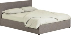 Szürke kárpitozott ágyneműtartós franciaágy ágyráccsal 180x200 cm Nahiri – Kave Home