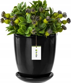 Kerámia kaspó 24x26 cm, állvánnyal, fekete