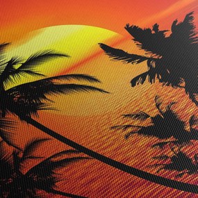 Egy sziget sziluettjének képe pálmafákkal (150x105 cm)