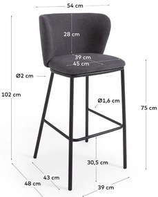 Sötétszürke bárszék 102 cm Ciselia – Kave Home