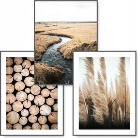 Boho 3 db-os kép szett 30x40 Természet Barna poszter #17