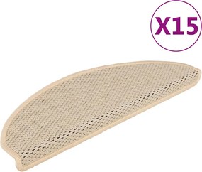 vidaXL 15 db szizál hatású berber öntapadó lépcsőszőnyeg 65x21x4 cm