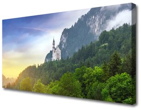 Vászonfotó Vár a hegység Forest Landscape 100x50 cm