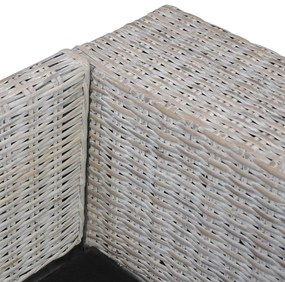 3 személyes szürke természetes rattan kanapé párnával