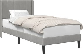 vidaXL Ágykeret fejtámlával Világosszürke 90 x 190 cm Bársony