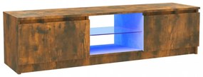 füstölt tölgy színű TV-szekrény LED lámpákkal 120x30x35,5 cm