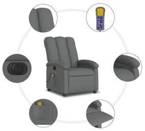 sötétszürke szövet elektromos dönthető masszázsfotel