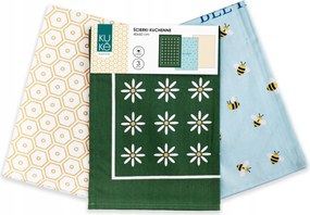 Konyhai törlőkendő szett 3 db-os 40x60 Kuke méhecskék zöld kék