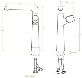 Laveo Pretto, magas mosogató csaptelep h-274, króm, LAV-BAO_065D