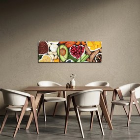 Kép - Egészséges ételek (órával) (90x30 cm)