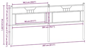 sonoma tölgy színű szerelt fa és acél fejtámla 200 cm