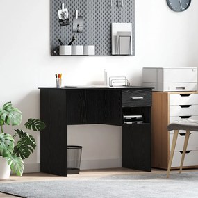 Íróasztal Tárolóval Fekete Tölgy 90x49.5x75 cm Rétegelt fa
