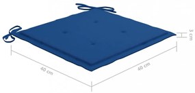 3 részes tömör tíkfa bisztrószett királykék párnákkal