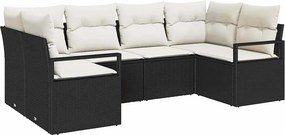 vidaXL Kanapé Szett párnával 6 pcs Fekete polirattan
