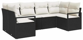vidaXL Kanapé Szett párnával 6 pcs Fekete polirattan