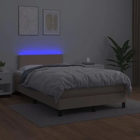 cappuccino színű műbőr rugós ágy matraccal és LED-del 120x200cm
