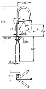 GROHE 31491DC0 - CONCETTO DN 15 mosogató csaptelep, nemesacél
