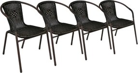 GARTHEN Polirattan kerti szék készlet 4 db sötétbarna