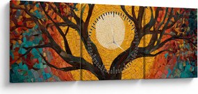 Kép - Nap az élet fájának koronájában (órával) (90x30 cm)