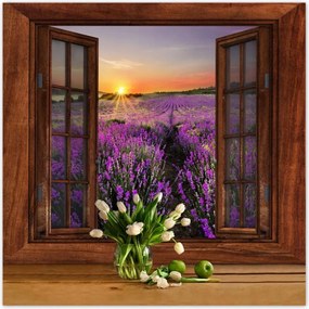 Poszterek 140x140 Kilátás az ablakból a levendulára