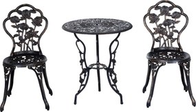 Outsunny Kerti Bútor 3 db-os Kerti Szett Ülőgarnitúra Erkély Bútor Szett Asztal Szék Bronz | Aosom