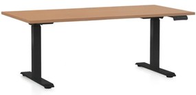 Állítható magasságú asztal OfficeTech D, 160 x 80 cm, fekete alap, bükkfa